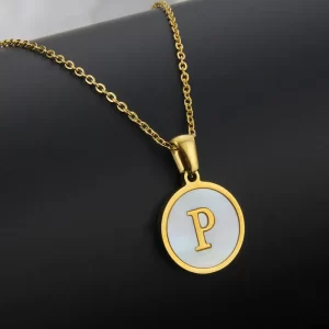cadena letras round shell P