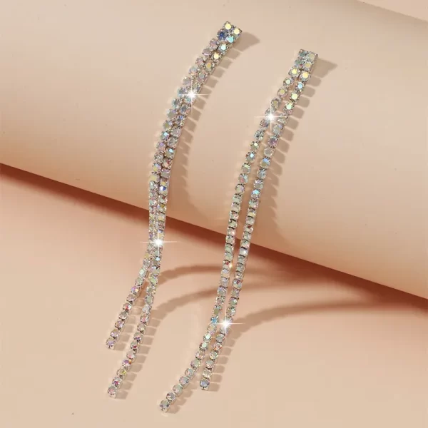aretes glass drill silver rhinestones