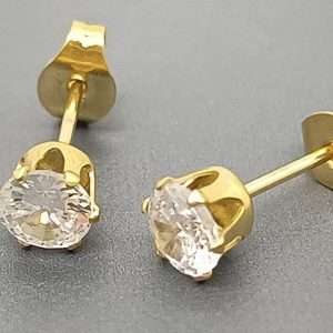 aretes zircon steel dorados