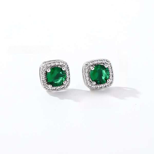 aretes cuadrado silver verdes
