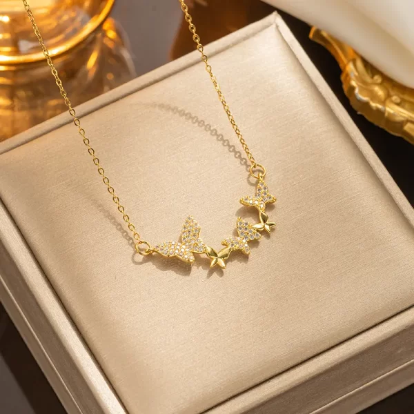 cadena mariposas zircon golden