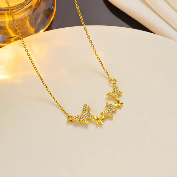 cadena mariposas zircon golden - Imagen 2