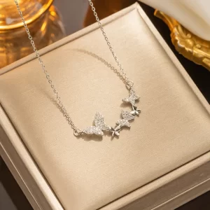 cadena mariposas zircon silver