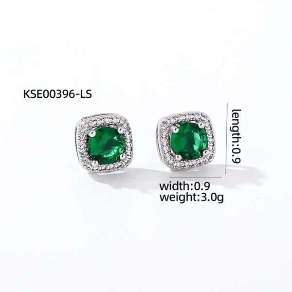 aretes cuadrado silver verdes - Imagen 2