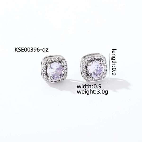 aretes cuadrado silver lila tornasol - Imagen 2