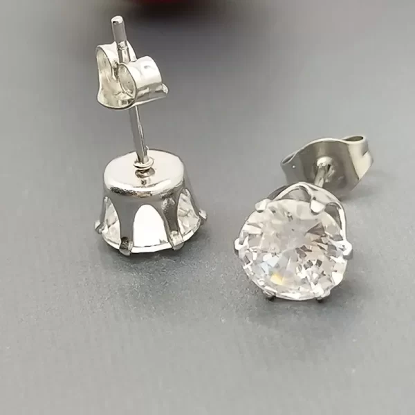 aretes  zircon steel silver - Imagen 2