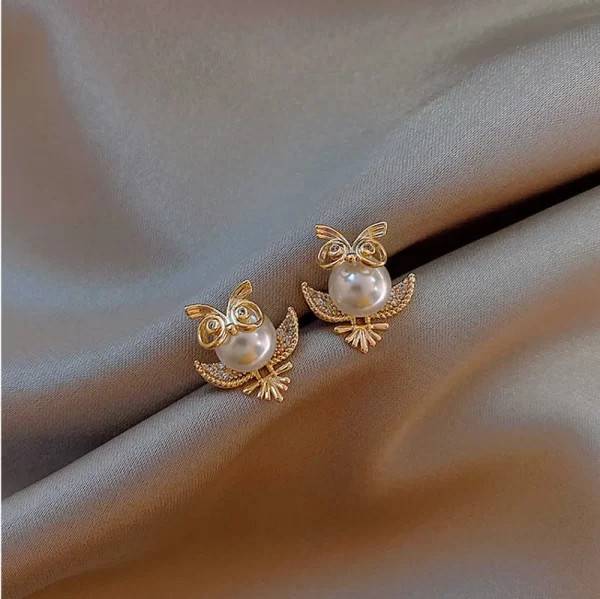 aretes  buhos perla - Imagen 5