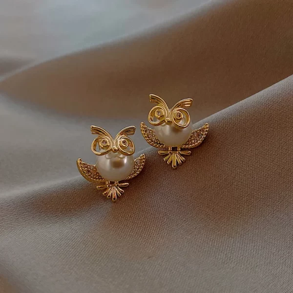 aretes  buhos perla - Imagen 2