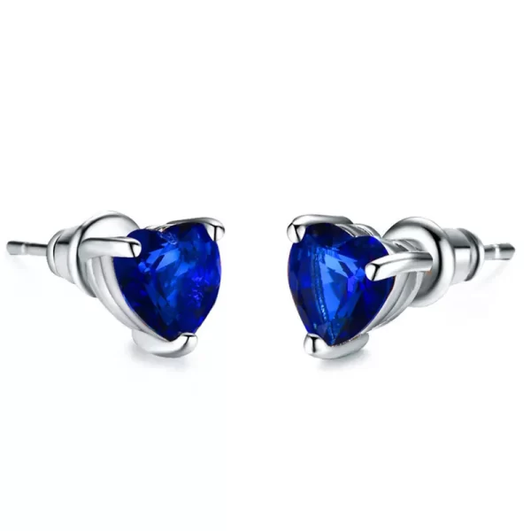 aretes corazon silver plated azul