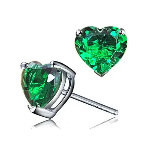 aretes corazon silver plated verdes