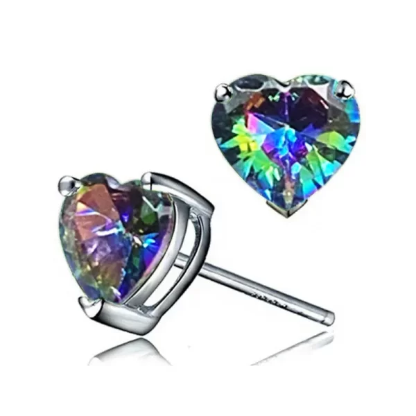 aretes corazon silver plated colorful