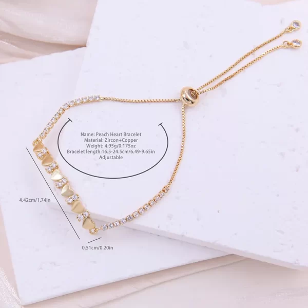 pulsera corazones ajustable zircon - Imagen 2