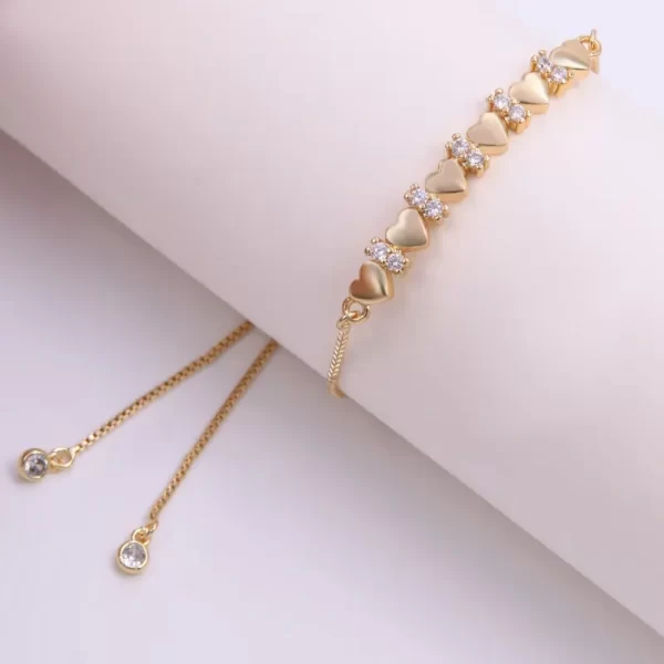 pulsera corazones ajustable golden