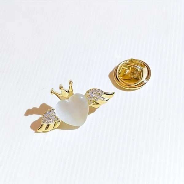 broche alitas corazon madre perla - Imagen 3