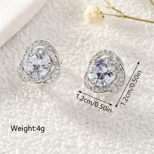 aretes broche de clip zircon blancos - Imagen 2