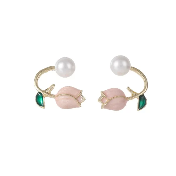 aretes tulipan pink esmaltados