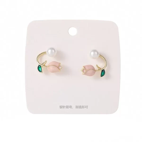 aretes tulipan pink esmaltados - Imagen 2
