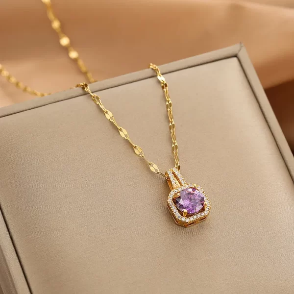 cadena square zircon purple gold