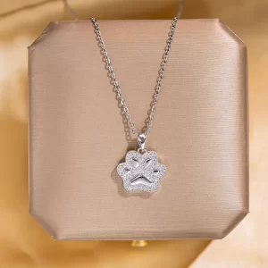cadena love paws zircon blanco