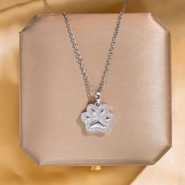 cadena love paws zircon blanco