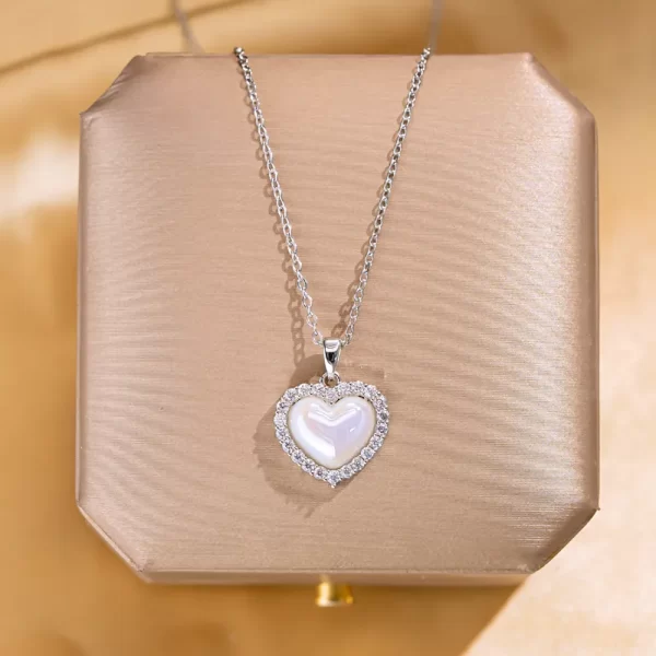 cadena corazon madre perla silver