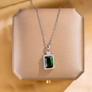 cadena zircon rectangulo verde