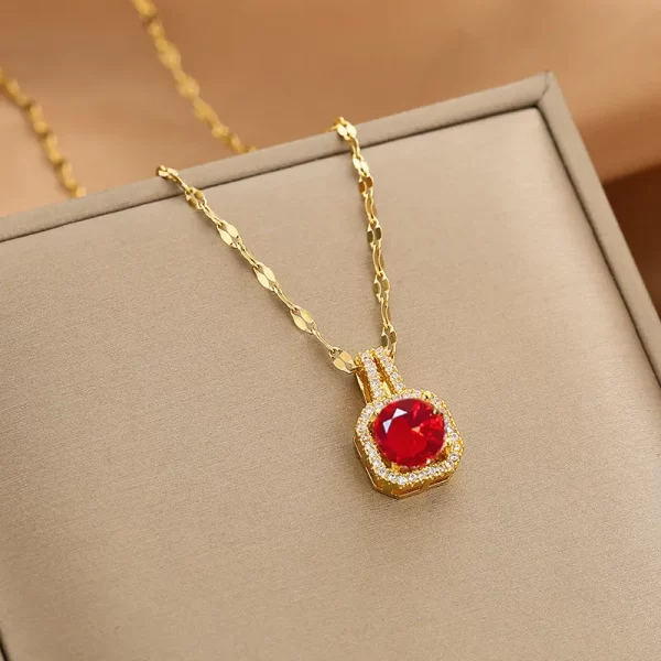 cadena square zircon rojo gold