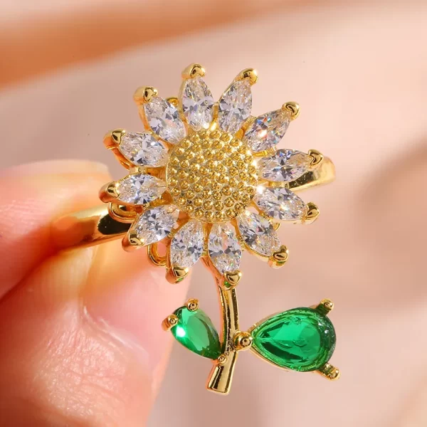 anillo  rotable girasol margarita - Imagen 4