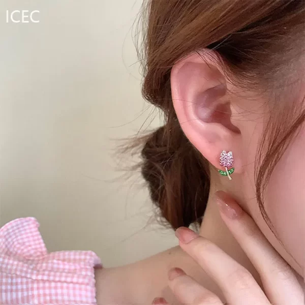 aretes Tulipan rosa zircon - Imagen 4