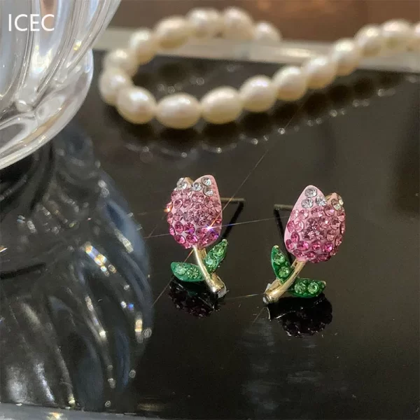 aretes Tulipan rosa zircon - Imagen 3