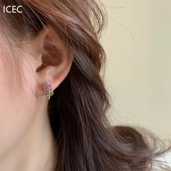aretes Tulipan rosa zircon - Imagen 2