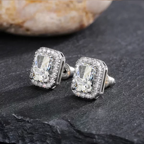 aretes zircon rectangulo blanco