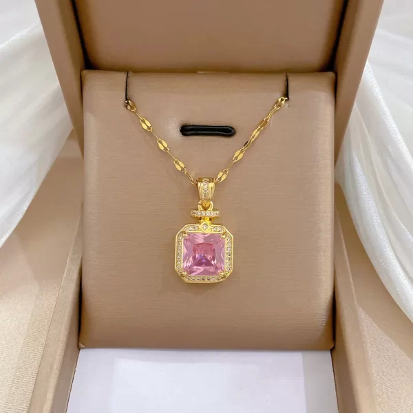 cadena square zircon rosado gold