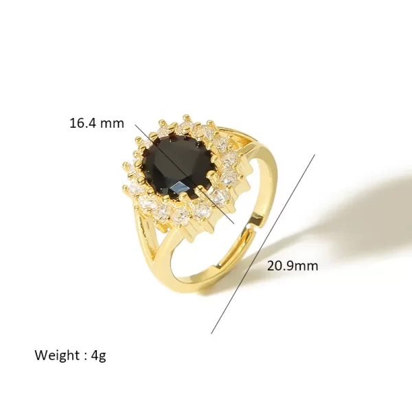 anillo zircon redondo negro - Imagen 2