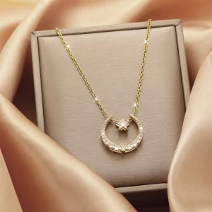 cadena luna mas estrella zircon