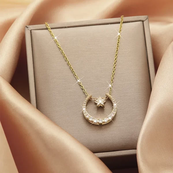 cadena luna mas estrella zircon