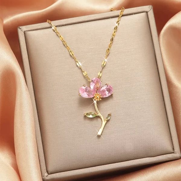 cadena flor zircon pink