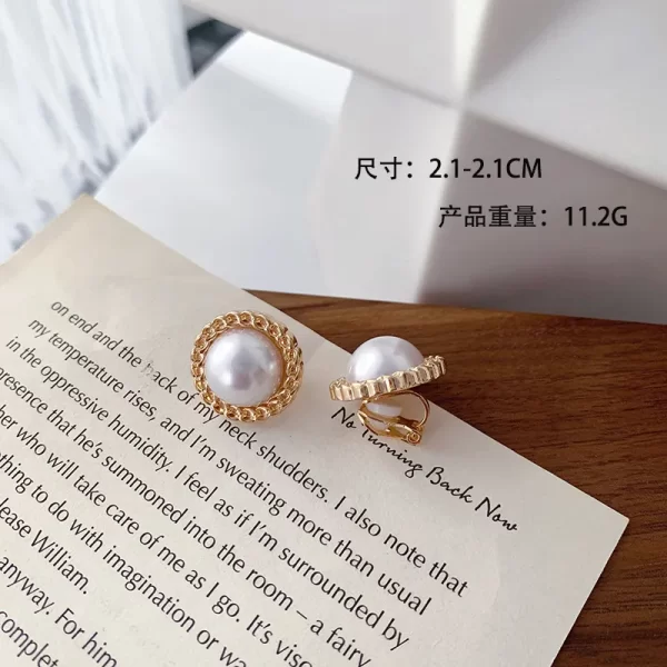 aretes broche de clip perla borde trenzado