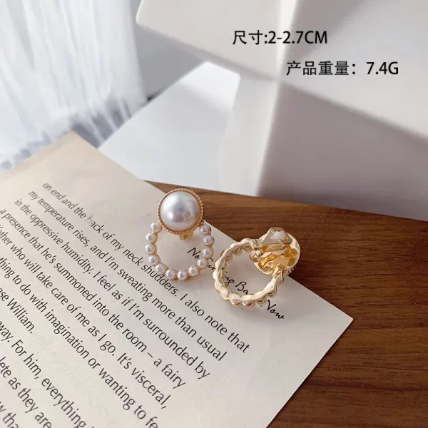 aretes broche de clip perla borde perlitas