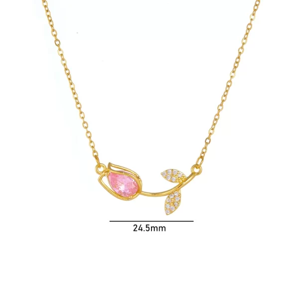 cadena tulipan zircon rosa - Imagen 3
