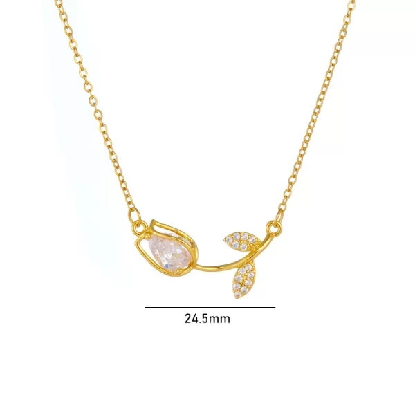 cadena tulipan zircon blanco - Imagen 2