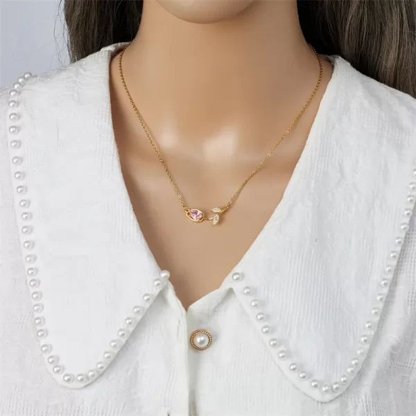 cadena tulipan zircon rosa - Imagen 2