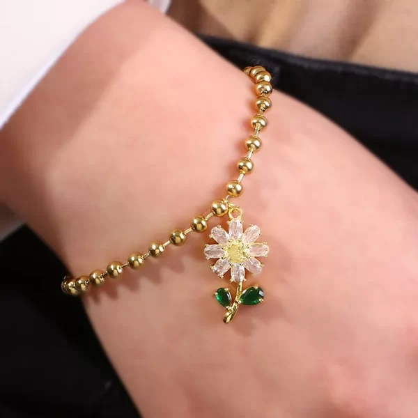 pulsera girasol margarita balines - Imagen 2