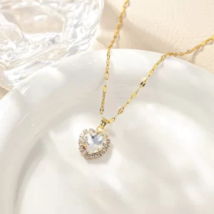 cadena corazon zircon blanco