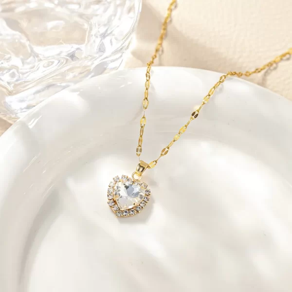 cadena corazon zircon blanco