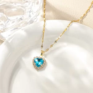 cadena corazon zircon aqua
