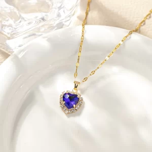 cadena corazon zircon azul