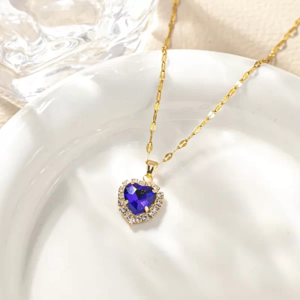 cadena corazon zircon azul