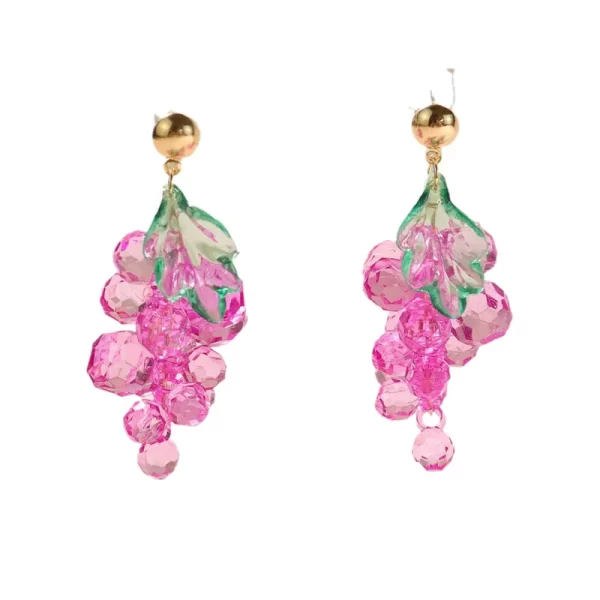 aretes uvas acrylic pink - Imagen 3