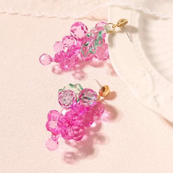 aretes uvas acrylic pink - Imagen 4